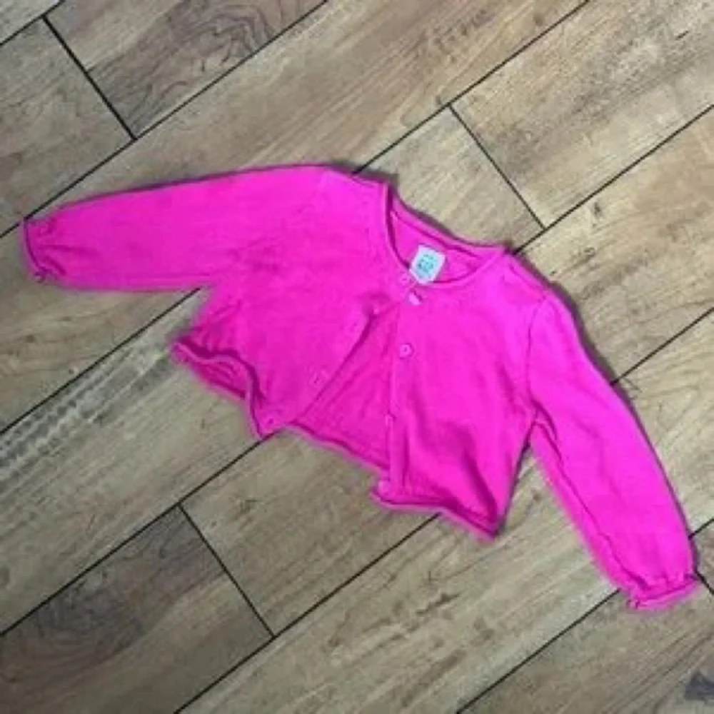 Girls' Bright Pink Long-Sleeve Cardigan